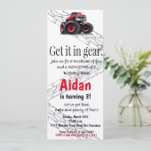 Monster-LKW-Geburtstags-Einladung Einladung (Stehend Vorderseite)
