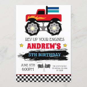 Monster-LKW-Geburtstagseinladung Einladung