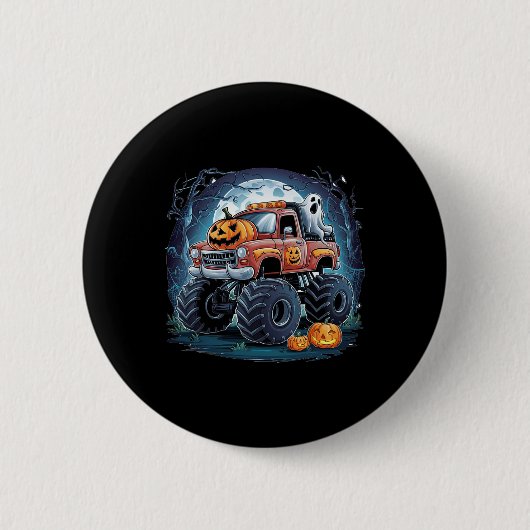 Monster-LKW Ghost Pumpkin Spooky Jahreszeit Hallow Button (Vorderseite)