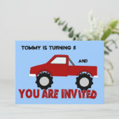 Monster-LKW-Party Einladung (Stehend Vorderseite)