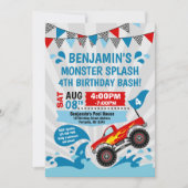 Monster-LKW-Pool-Party-Sommer-Geburtstag Einladung (Vorderseite)