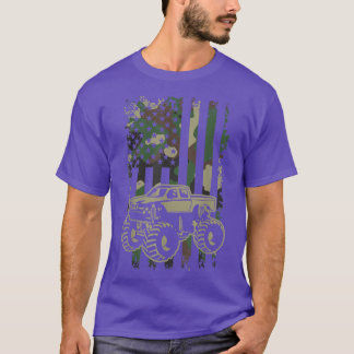 Monster LKW Vintag- Camouflage USA Fahne außerhalb T-Shirt