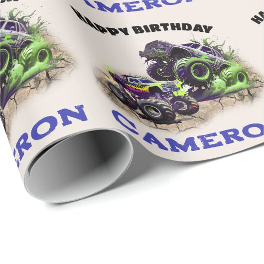 Monster-LKWs im Mund Geschenkpapier (Rolleneckpunkt)