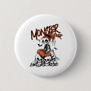Monster Lover Fun Skeleton Ghoul Niedlicher Vintag Button