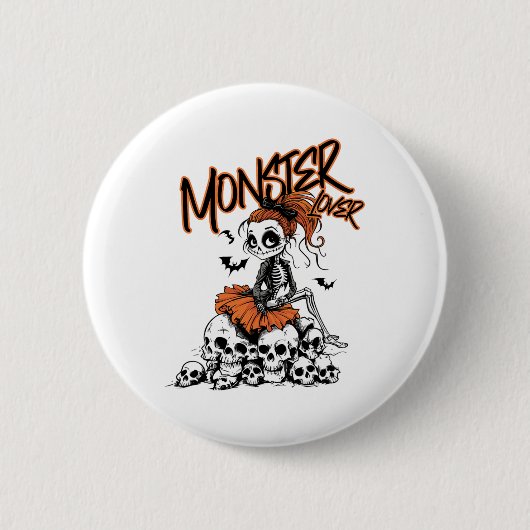 Monster Lover Fun Skeleton Ghoul Niedlicher Vintag Button (Vorderseite)