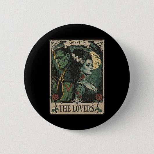 Monster Lovers Tarot Card Gothic Frankenstein Hall Button (Vorderseite)