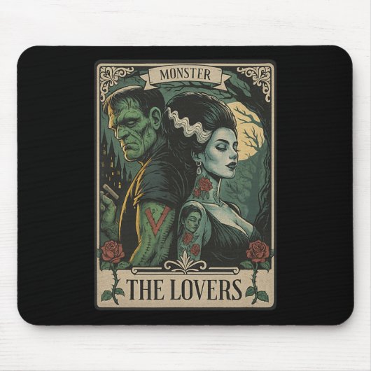 Monster Lovers Tarot Card Gothic Frankenstein Hall Mousepad (Vorne)