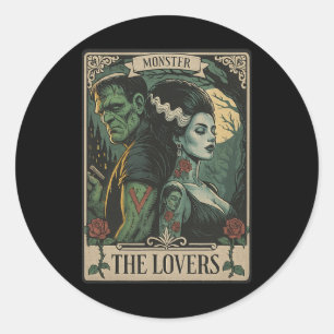 Monster Lovers Tarot Card Gothic Frankenstein Hall Runder Aufkleber