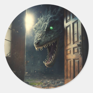 Monster lurk runder aufkleber