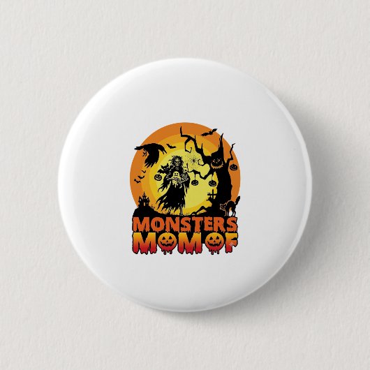 Monster-Mama Halloween-Monster-Geist Skelett Spoo Button (Vorderseite)