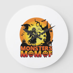 Monster-Mama Halloween-Monster-Geist-Skelett-Spoo Große Wanduhr
