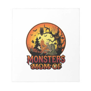 Monster-Mama Halloween-Skelett-Kürbis-Eule Gruseli Notizblock