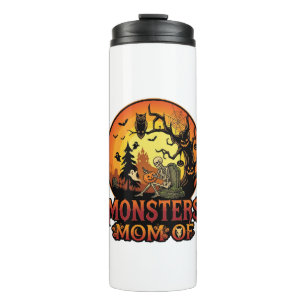 Monster-Mama Halloween-Skelett-Kürbis-Eule Gruseli Thermosbecher