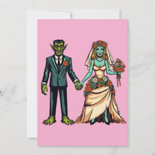 Monster Man & Monster Frau Braut und Bräutigam Kun Feiertagskarte