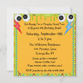 Monster Mash Bash Birthday Einladung (Rückseite)