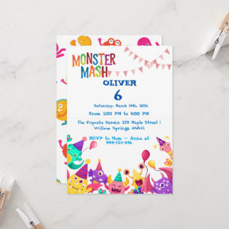 Monster Mash Birthday Invitation - Kids Party Einladung