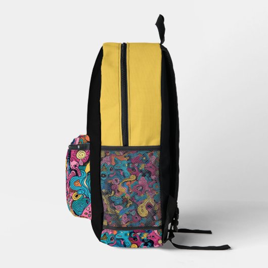 Monster Mash Black und Gold Bedruckter Rucksack (Rechts)