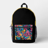 Monster Mash Black und Gold Bedruckter Rucksack (Vorderseite)