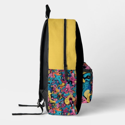 Monster Mash Black und Gold Bedruckter Rucksack (Links)