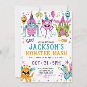 Monster Mash Boys erste Geburtstagsparty Einladung