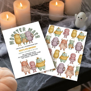 Monster Mash Geburtstagsfeier Süße Kinder Spooktac Einladung