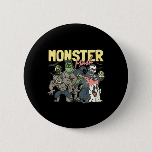 Monster Mash glücklich Halloween Spooky Season Tri Button (Vorderseite)