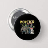 Monster Mash glücklich Halloween Spooky Season Tri Button (Vorne & Hinten)