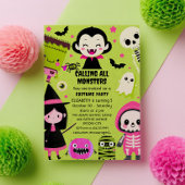 Monster Mash Green Kids Halloween Party Einladung