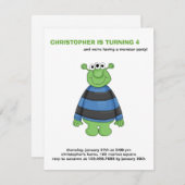 Monster-Mash ・ Grünes Drei-Mit Augen Monster Einladung (Vorne/Hinten)