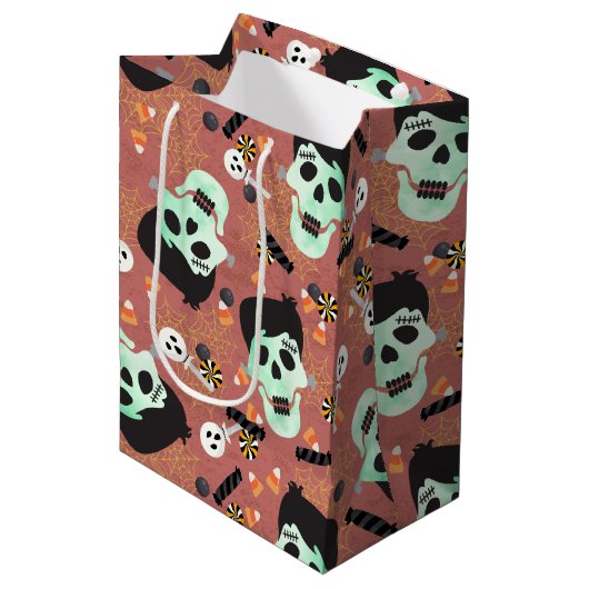 Monster Mash Halloween Geburtstagsgeschenktasche Mittlere Geschenktüte (Vorderseite Schrägansicht)