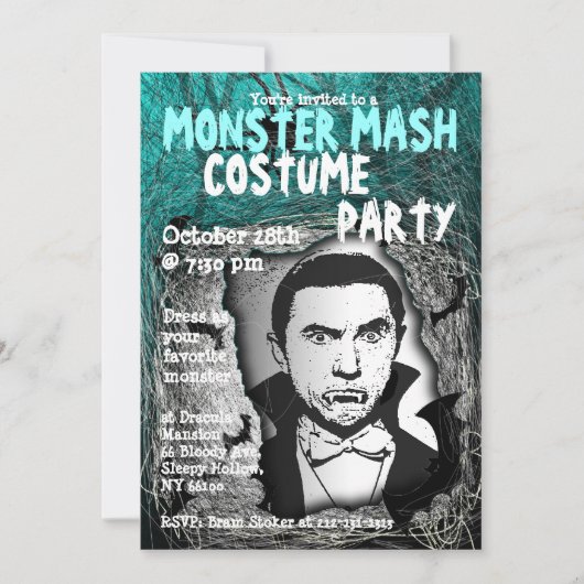 Monster-Mash-Halloween-Kostüme-Party Einladung (Vorderseite)