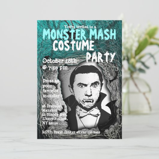 Monster-Mash-Halloween-Kostüme-Party Einladung (Stehend Vorderseite)