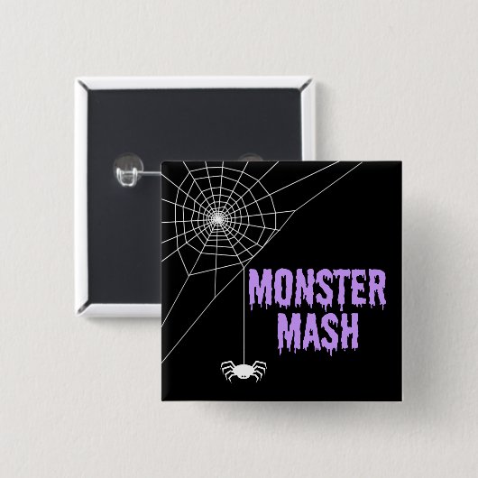 Monster Mash Halloween Spider Web Button (Vorne & Hinten)