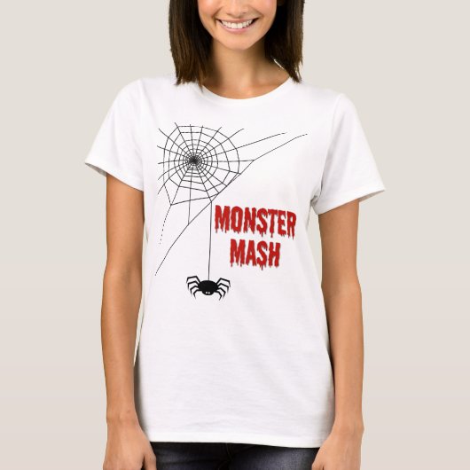 Monster Mash Halloween Spinnennetz T-Shirt (Vorderseite)