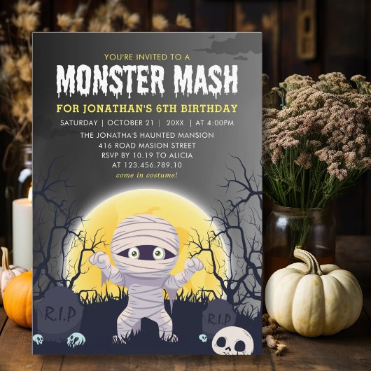 Monster Mash Kids Birthday Party Halloween Einladung