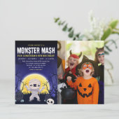 Monster Mash Kids Birthday Party Halloween Einladung (Stehend Vorderseite)