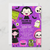 Monster Mash Lila Kids Halloween Party Einladung (Vorderseite)