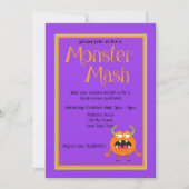 Monster Mash Orange Kids Niedlich farbiges Hallowe Einladung (Vorderseite)