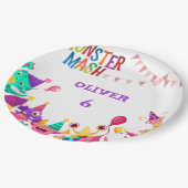Monster Mash Papierplatten - Kindergeburtstagsfeie Pappteller (Schrägansicht)