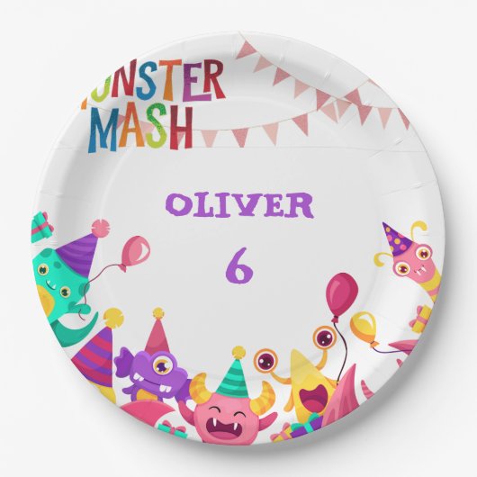 Monster Mash Papierplatten - Kindergeburtstagsfeie Pappteller (Vorderseite)
