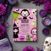 Monster Mash Pink Kids Halloween Party Einladung