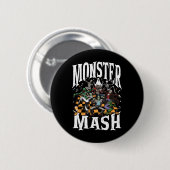 Monster Mash Retro Halloween Funny Monster Spooky Button (Vorne & Hinten)