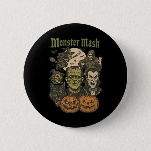 Monster Mash Retro Halloween Funny Monster Spooky Button (Vorderseite)