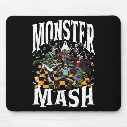 Monster Mash Retro Halloween Funny Monster Spooky Mousepad (Vorne)