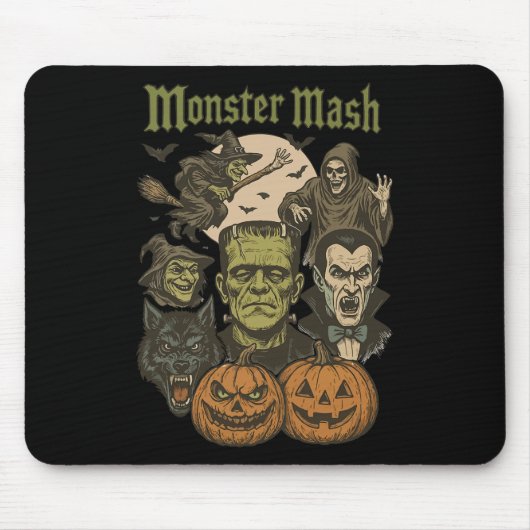 Monster Mash Retro Halloween Funny Monster Spooky Mousepad (Vorne)