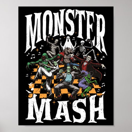 Monster Mash Retro Halloween Funny Monster Spooky Poster (Vorne)