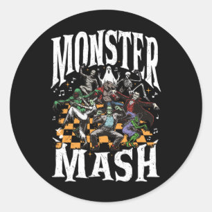 Monster Mash Retro Halloween Funny Monster Spooky Runder Aufkleber
