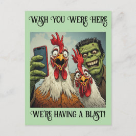 „Monster Mash-Up“ Käsige Chicken-Postkarte Postkarte
