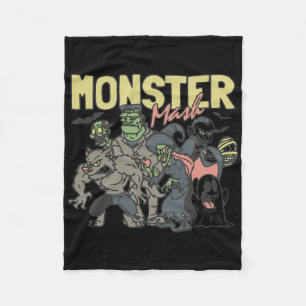 Monster Mash Vintag Ghost Halloween Fleecedecke