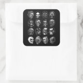 Monster Masken Art Sticker B & W - Retro Halloween (Tasche)